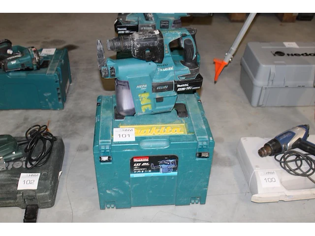 Accu boorhamer makita dhr242 met hepa dx01 afzuiger met accu en kunststoffen koffer - afbeelding 1 van  2
