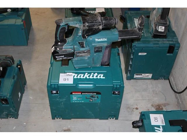 Accu boorhamer makita dhr242 met hepa dx01 afzuiger met accu en kunststoffen koffer - afbeelding 1 van  2