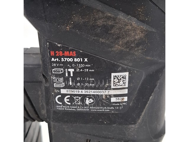 Accu boorhamer, würth, h28-mas - afbeelding 9 van  12