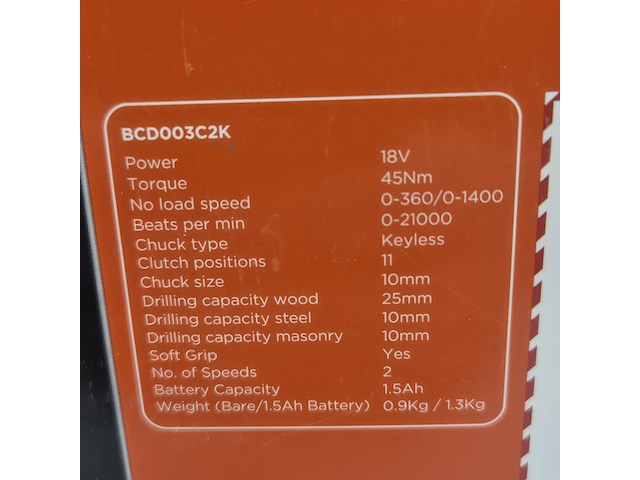 Accu boormachine, black&decker, bcd003c2k, 2021 - afbeelding 4 van  5