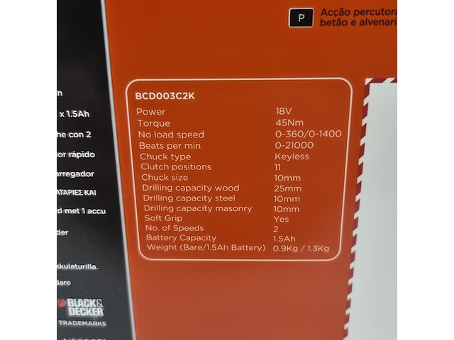 Accu boormachine, black&decker, bcd003c2k, 2021 - afbeelding 4 van  5