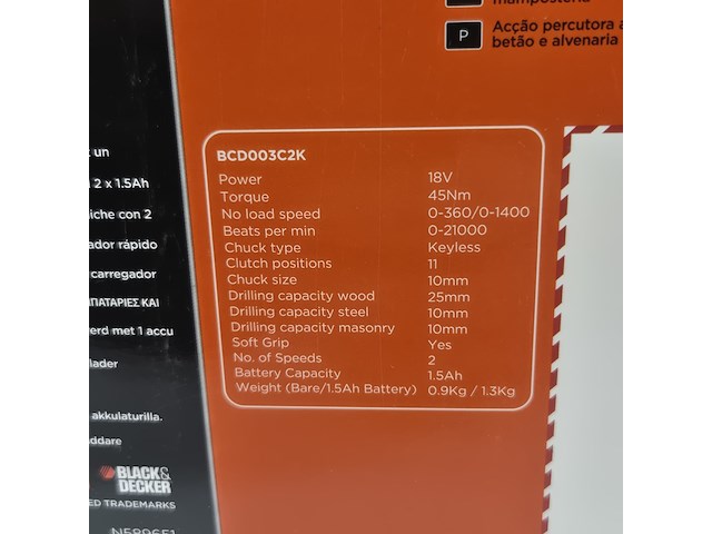 Accu boormachine, black&decker, bcd003c2k, 2021 - afbeelding 4 van  5