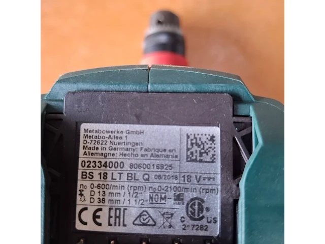 Accu boormachine metabo, bs 18 lt bl q, bouwjaar 2018 - afbeelding 4 van  6