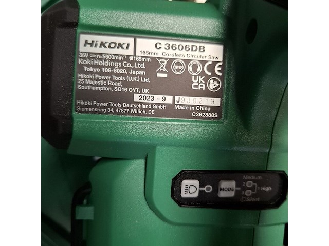 Accu cirkelzaag hikoki, c3606db, bouwjaar 2023 - afbeelding 5 van  6