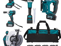 Accu gereedschapset, metallo, complete set inclusief draagtas, blauw