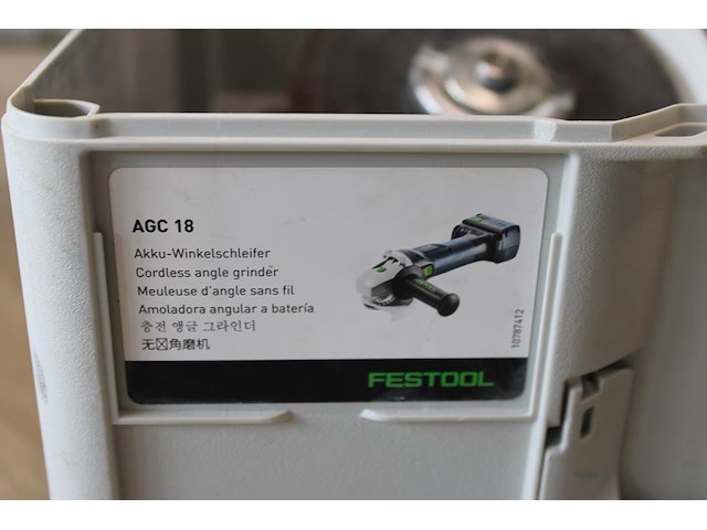 Accu haakse slijper festool agc 18 in systainer. zonder accu en lader - afbeelding 4 van  4