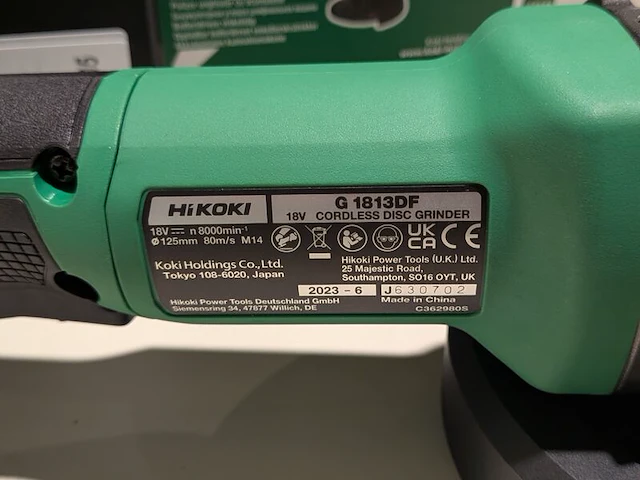 Accu-haakse slijper, hikoki, g 1813df, (incl. hsc koffer, accu's en acculader) - afbeelding 4 van  5