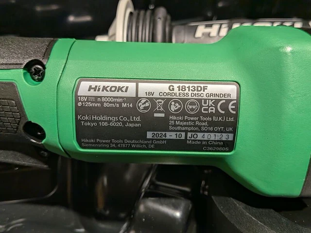 Accu-haakse slijper, hikoki, g 1813df, (incl. hsc koffer) - afbeelding 4 van  5