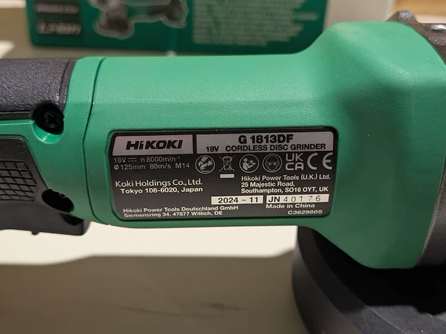 Accu-haakse slijper, hikoki, g 1813df - afbeelding 4 van  4