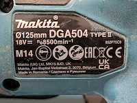 Accu haakse slijper, makita, dga504 - afbeelding 6 van  9