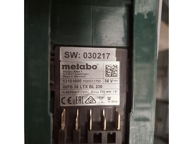 Accu haakse slijper metabo, wpb36ltxbl 230, bouwjaar 2017 - afbeelding 4 van  5