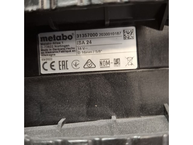 Accu klopboormachine met afzuiging metabo, kh18ltxbl 24q, bouwjaar 2021 - afbeelding 7 van  8