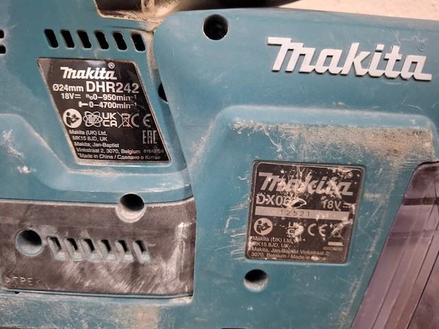 Accu klopboormachine met stofafzuiging makita, dhr242 | dx06, bouwjaar 2021 - afbeelding 3 van  4