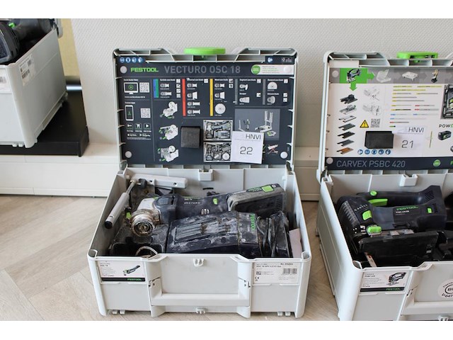 Accu multitool festool osc 18 vecturo met diverse accessoires, accu en lader - afbeelding 2 van  4