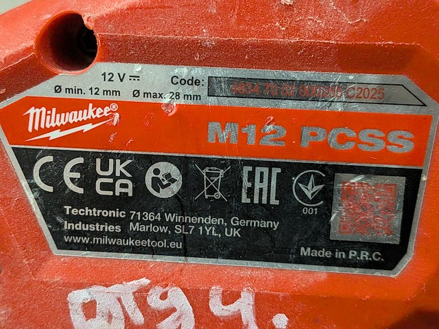 Accu pijpsnijder, milwaukee, m12 pcss, 2025 - afbeelding 10 van  12