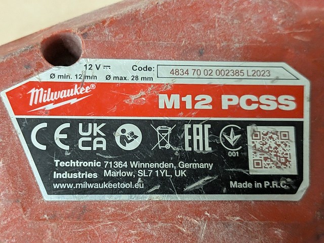 Accu pijpsnijder, milwaukee, m12 pcss, 2025 - afbeelding 3 van  12