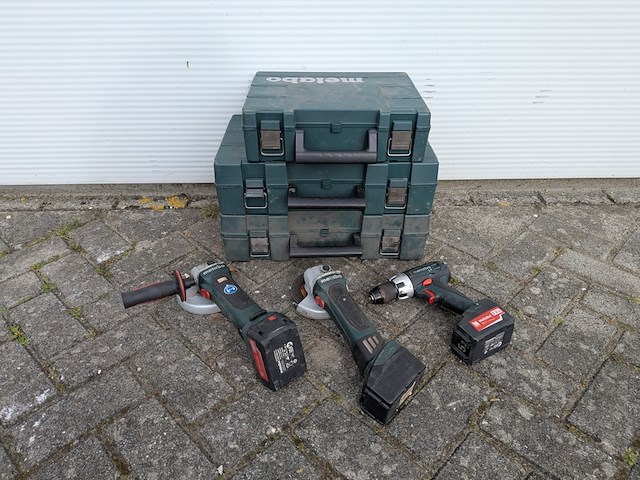 Accu-schroefboormachine & 2x accu-haakse slijper, metabo - afbeelding 1 van  16