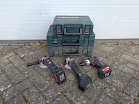 Accu-schroefboormachine & 2x accu-haakse slijper, metabo - afbeelding 1 van  16