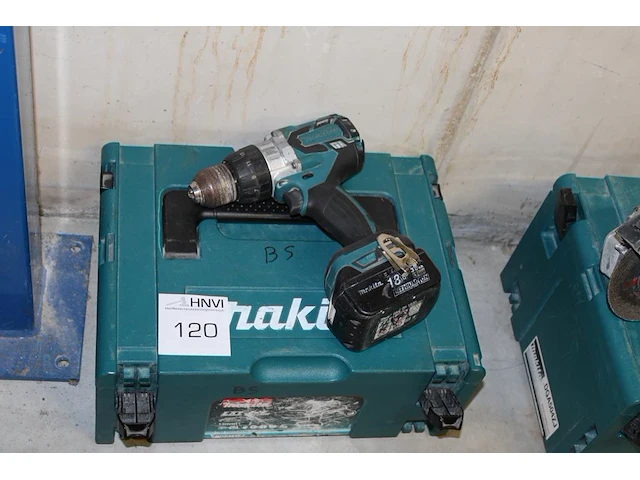 Accu schroefboormachine makita ddf458 met accu en kunststoffen koffer - afbeelding 1 van  2