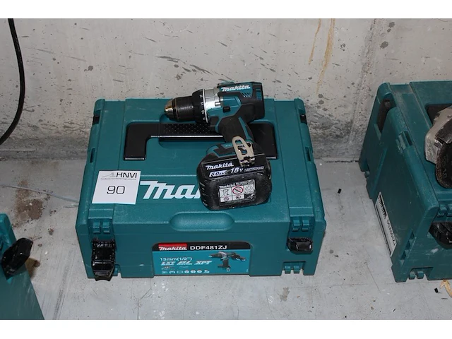 Accu schroefboormachine makita ddf481zj met accu en kunststoffen koffer - afbeelding 1 van  2