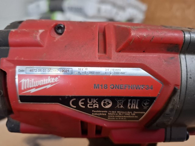 Accu slagmoersleutel milwaukee, m18 onefhiwf34, bouwjaar 2021 - afbeelding 4 van  7