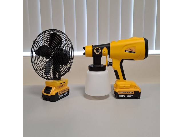 Accu spuitpistool en ventilator 8 inch, geel - afbeelding 1 van  14