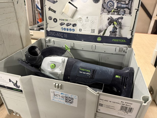 Accu tegelslijper in systainer festool, dsc-agc 18-125 fh li eb-basic - afbeelding 8 van  8