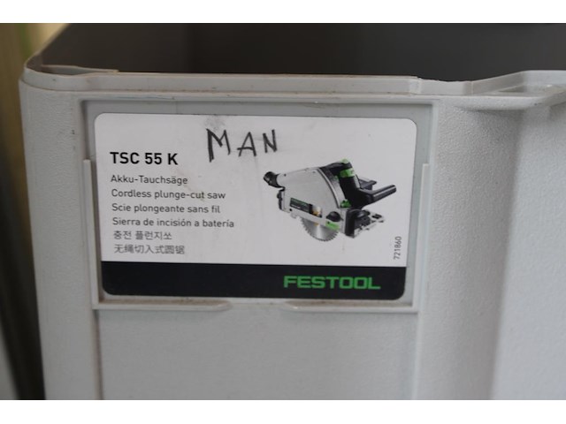 Accu valzaag festool tsc 55 k met geleider 140 cm en enkele accessoires in systainer. zonder accu - afbeelding 4 van  4