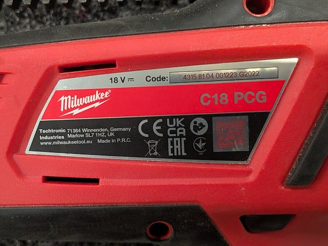 Accu worsten kitspuit milwaukee, c18 pcg, bouwjaar 2022 - afbeelding 8 van  12
