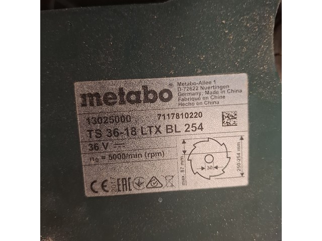 Accu zaagtafel metabo, ts36-18 ltxbl254 - afbeelding 6 van  10