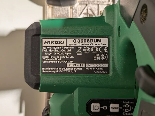 Accucirkelzaag, hikoki, c 3606dum, (incl. hsc koffer, accu's en acculader) - afbeelding 4 van  5