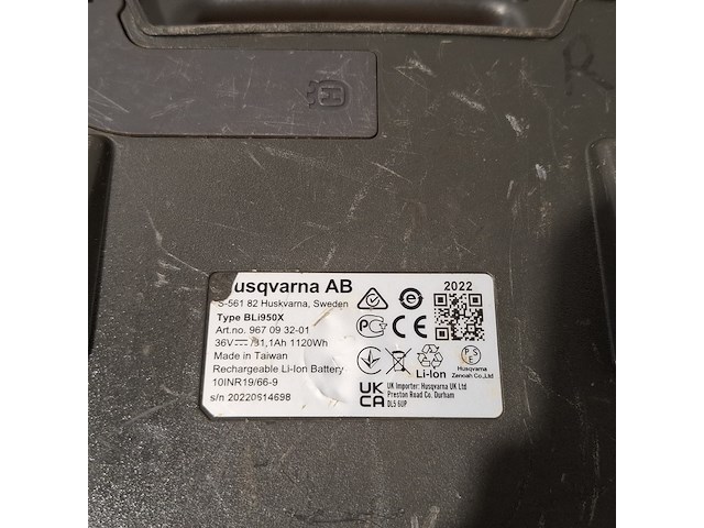 Accupack 36v 31,1ah husqvarna, bli950x, bouwjaar 2022 - afbeelding 6 van  7