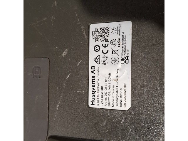 Accupack 36v 31,1ah husqvarna, bli950x, bouwjaar 2024 - afbeelding 6 van  7