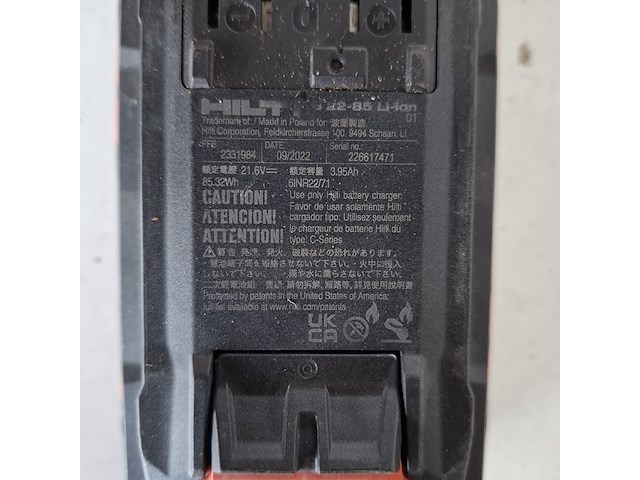 Accupakket 2x4,0ah/22v accu 1x lader hilti hilti, accupakket 2x5,2ah/22v, bouwjaar 2022 - afbeelding 6 van  7