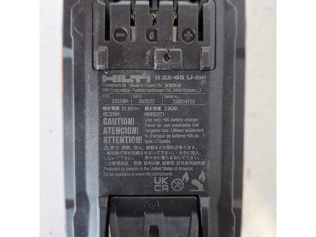 Accupakket 2x4,0ah/22v accu 1x lader hilti hilti, bouwjaar 2022 - afbeelding 3 van  5