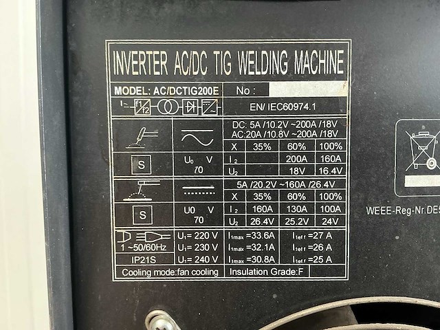 Ac/dc tig200e lasapparaat - afbeelding 4 van  12