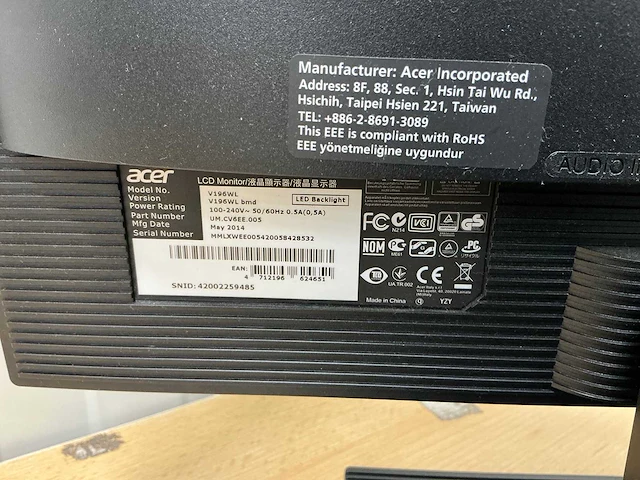Acer - v196wl - monitor (9x) - afbeelding 5 van  5
