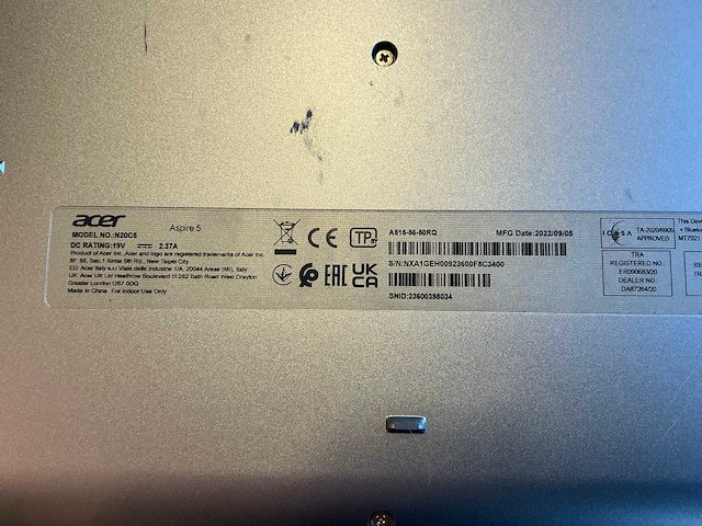 Acer aspire 5 (n20c5) laptop - afbeelding 6 van  6