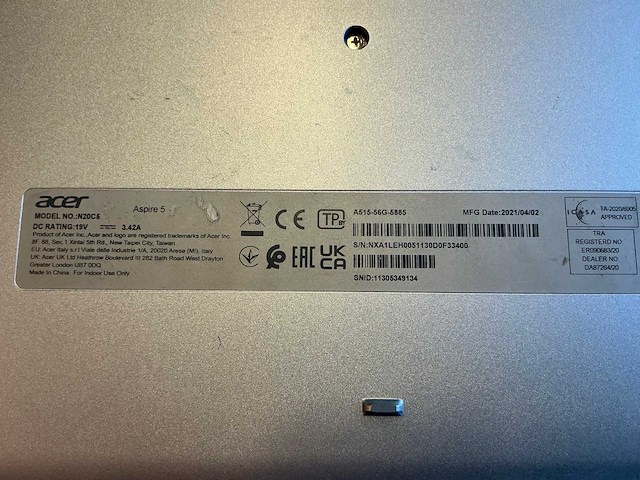 Acer aspire 5 (n20c5) laptop - afbeelding 6 van  6
