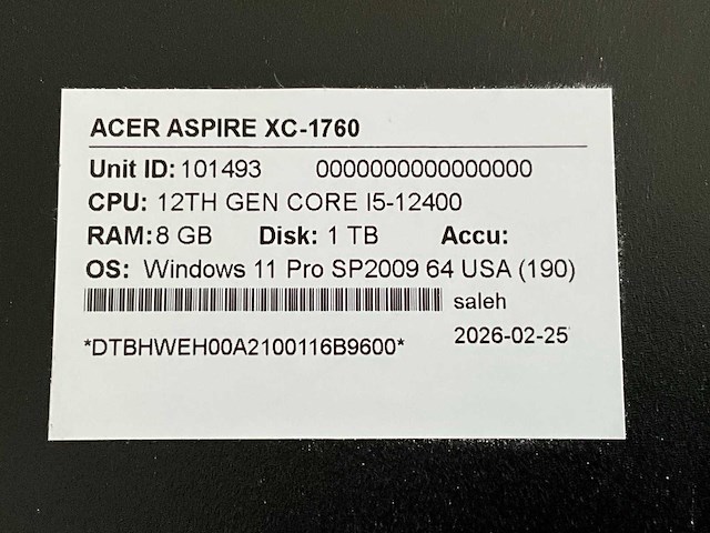 Acer aspire xc-1760 desktop - afbeelding 5 van  5