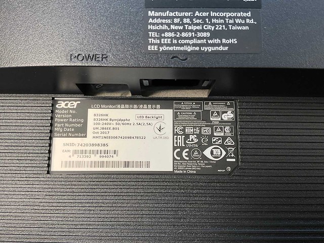Acer (b326hk) 32”, 3840x2160 (uhd) ips monitor - afbeelding 3 van  3