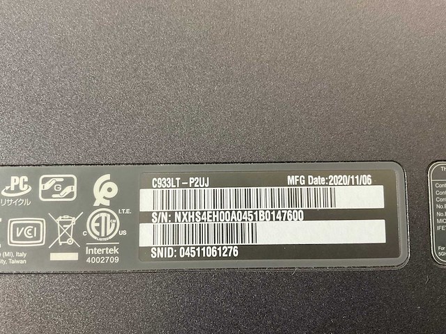 Acer c933 14”, intel celeron n4120, 4 gb ram, 32 gb emmc chromebooks (6x) - afbeelding 12 van  13