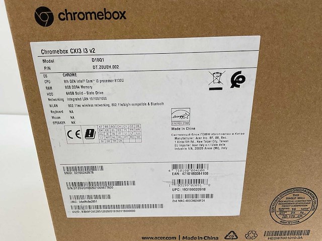 Acer cxi3 v2, core i3 8th gen, 8 gb ram, 64 gb ram chromebox (new) - afbeelding 5 van  12