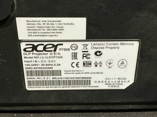 Acer p7501 beamer (2x) - afbeelding 10 van  10