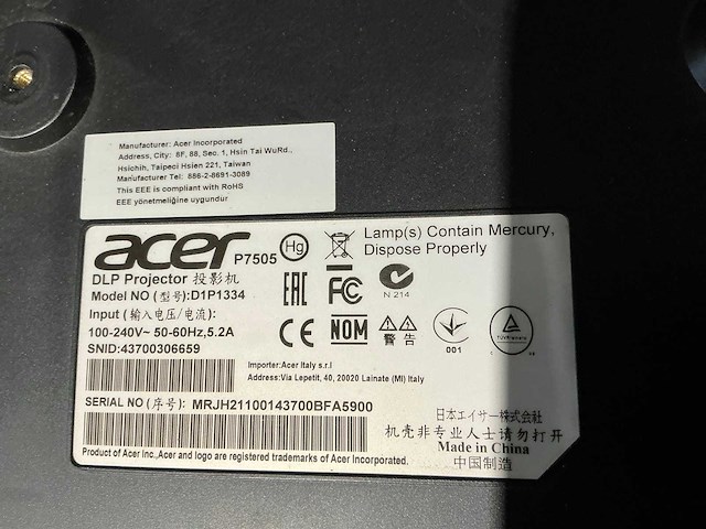 Acer p7501 beamer - afbeelding 6 van  6