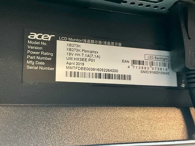 Acer predator xb273k monitor - afbeelding 4 van  5