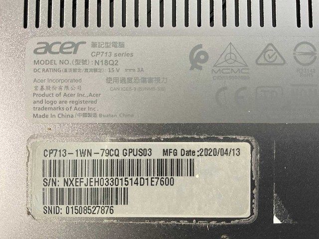 Acer spin 13.5”, core(tm) i7 8th gen, 8 gb ram, 128 gb ssd chromebooks (5x) - afbeelding 12 van  12