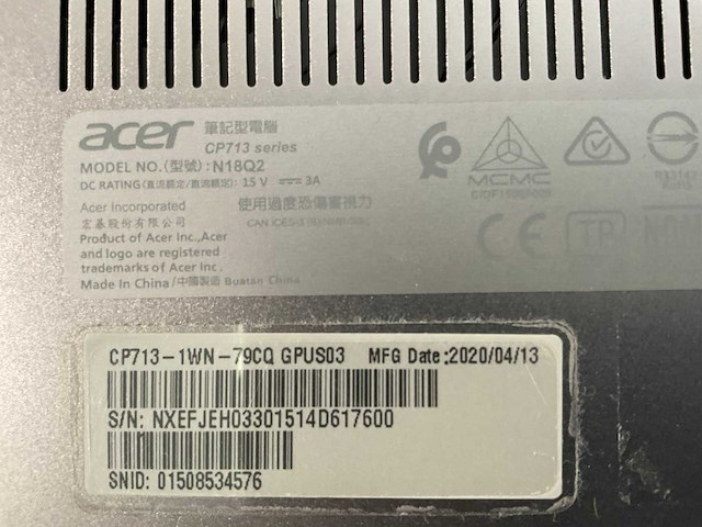 Acer spin 13.5”, core(tm) i7 8th gen, 8 gb ram, 128 gb ssd chromebooks (5x) - afbeelding 8 van  16