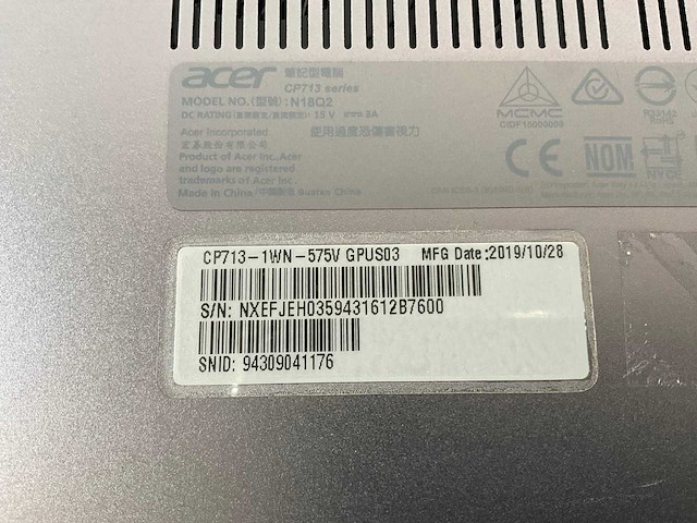 Acer spin cp713 13.5”, core(tm) i5 8th gen, 8 gb ram, 64 gb ssd chromebooks (5x) - afbeelding 7 van  7