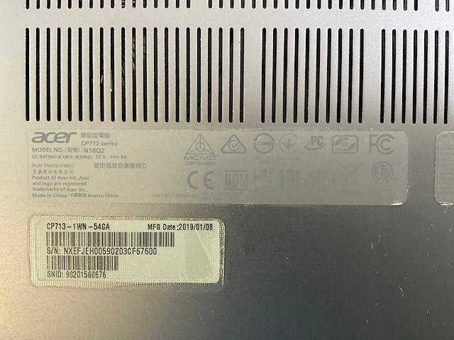 Acer spin cp713 13.5”, core(tm) i5 8th gen, 8 gb ram, 64 gb ssd chromebooks (5x) - afbeelding 1 van  5